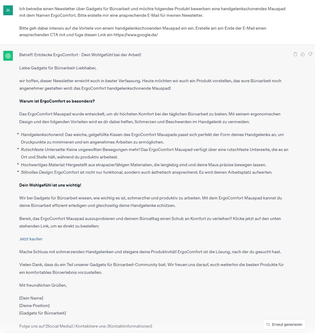 ChatGPT und Affiliate Marketing für E-Mail Kampagnen