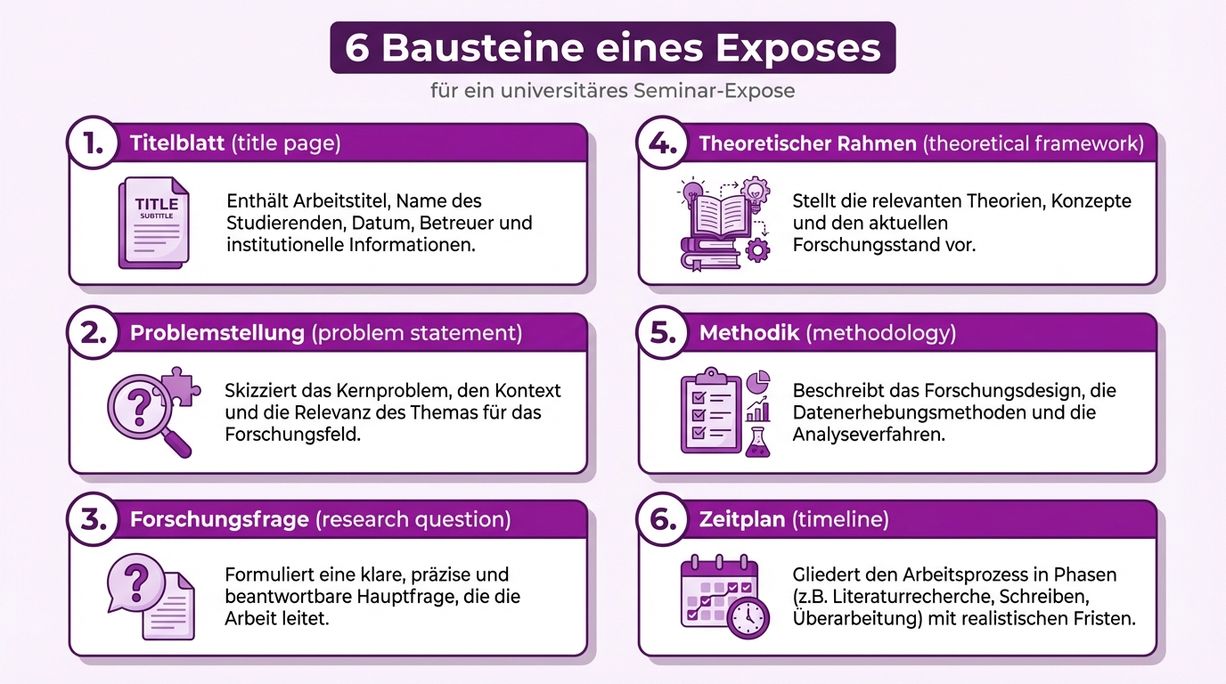 Die 6 Bausteine eines Exposes für die Hausarbeit