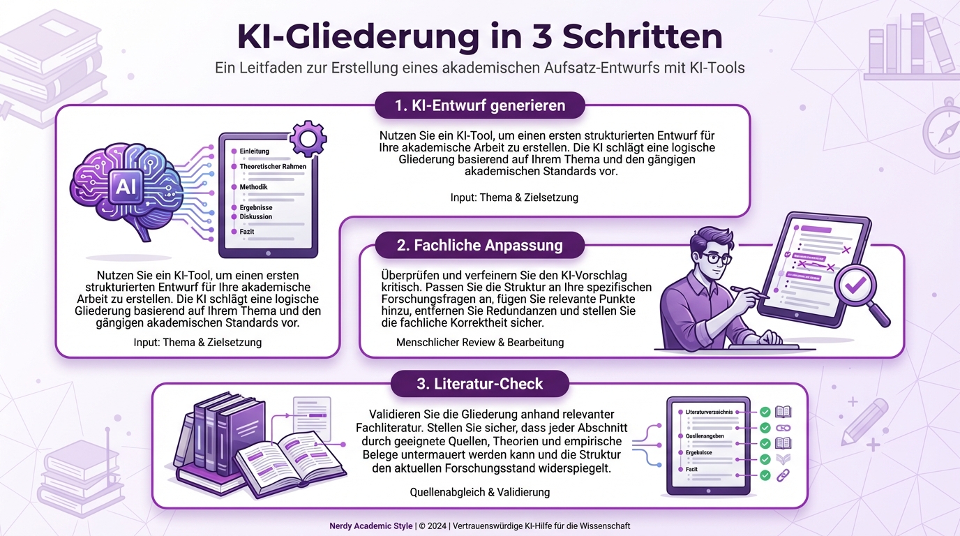 KI-Gliederung in 3 Schritten -- vom KI-Entwurf zur fertigen Struktur