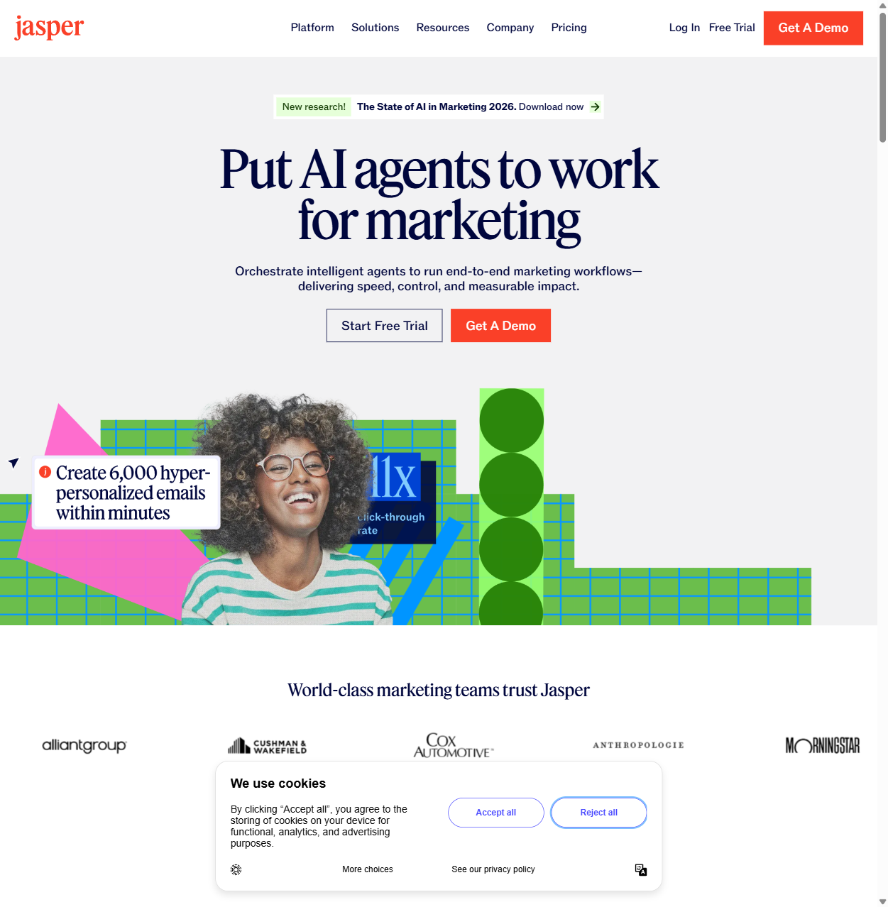 Jasper AI Oberfläche — KI-Textgenerator Screenshot