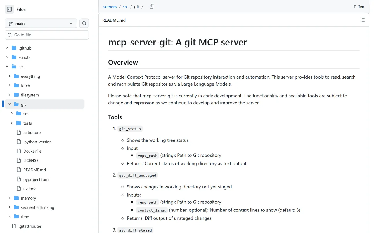 Git MCP-Server – README im GitHub-Repository
