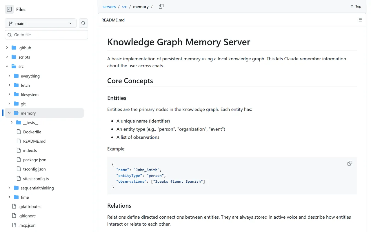Memory MCP-Server – README im GitHub-Repository