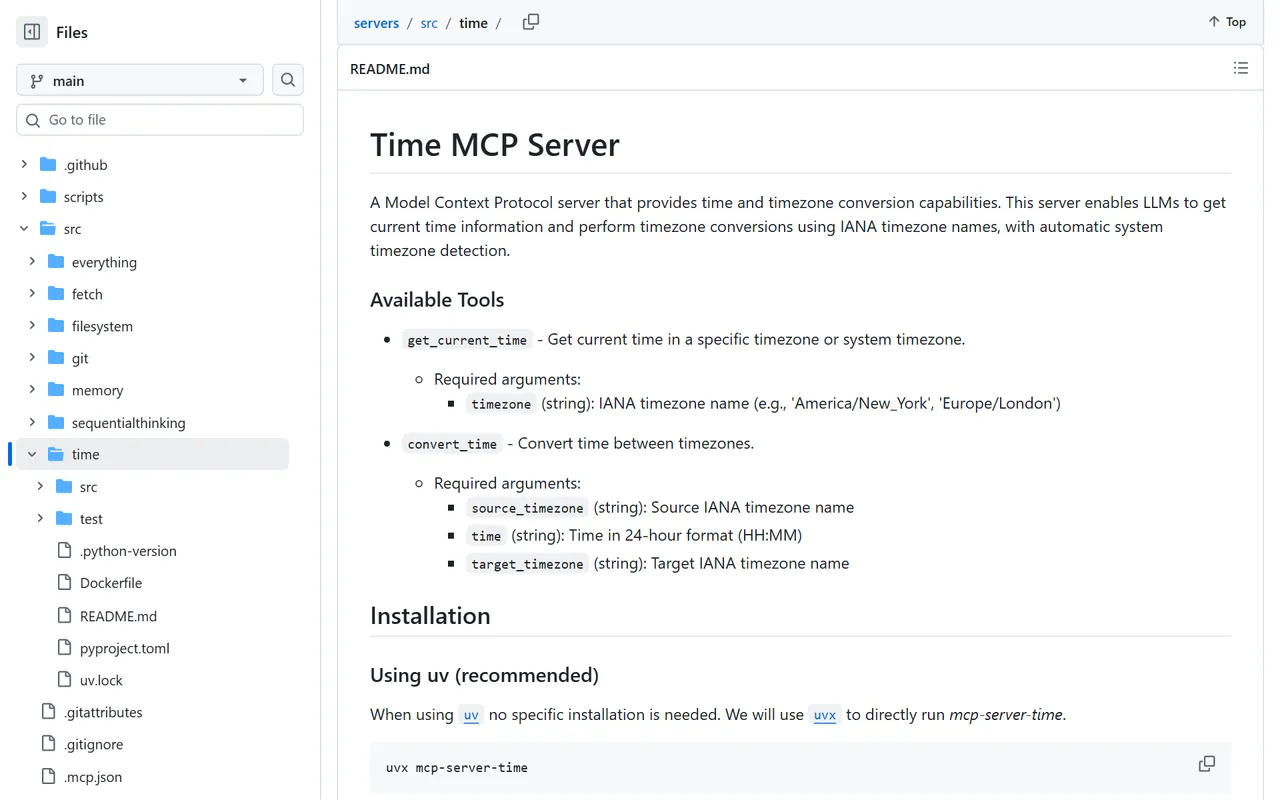 Time MCP-Server – GitHub-Repository