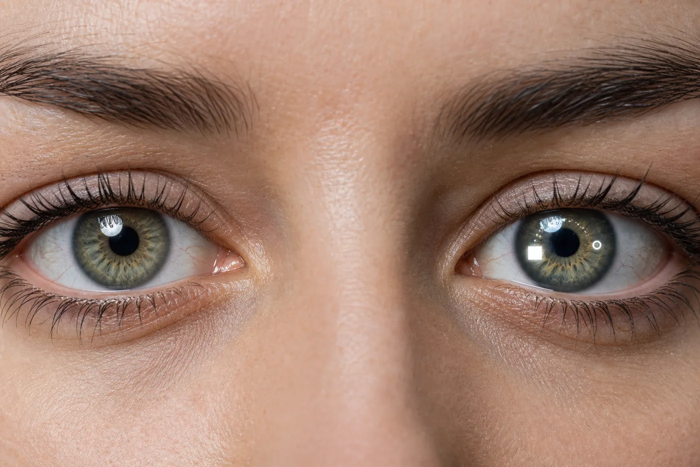 Eye close-up: inconsistent AI catchlights