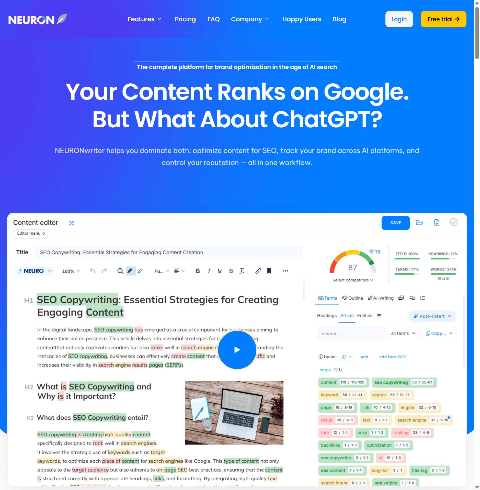 Neuronwriter — SEO-Texte Tool Screenshot